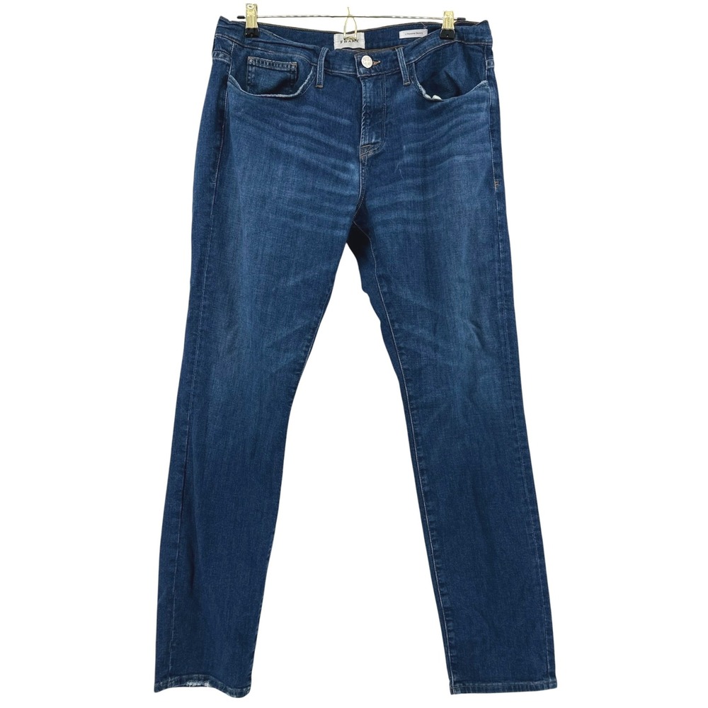 Frame Mens L'Homme Skinny Denim Jeans Indigo Land Dark Wash Size 34x31 Casual